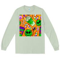 Matcha halloween snacks seamless pattern Long Sleeve Tee - BundleAndBundleShop