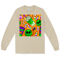 Mushroom halloween snacks seamless pattern Long Sleeve Tee - BundleAndBundleShop