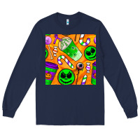 Halloween Snacks Seamless Pattern Long Sleeve Tee | Teevron