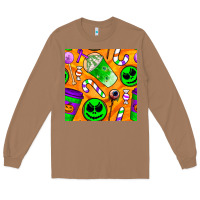 Toasted Coconut halloween snacks seamless pattern Long Sleeve Tee - BundleAndBundleShop