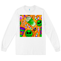 White halloween snacks seamless pattern Long Sleeve Tee - BundleAndBundleShop