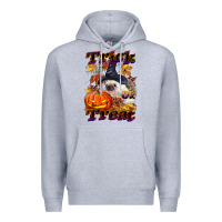 Heather Grey Halloween Hedgehog Trick Or Treat Premium Hoodie - LillyAllenDesigns
