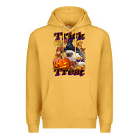 Mustard Halloween Hedgehog Trick Or Treat Premium Hoodie - LillyAllenDesigns