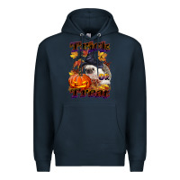 Navy Halloween Hedgehog Trick Or Treat Premium Hoodie - LillyAllenDesigns
