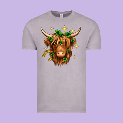 St. Patrick's Day Highland Cow Vintage Tee Designed By Neo Western