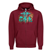 Burgundy western nurse certified nurse  assistant medilcal symbol  background Zipper Hoodie - BarkalooDesign