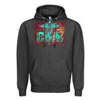 Charcoal Heather western nurse certified nurse  assistant medilcal symbol  background Zipper Hoodie - BarkalooDesign