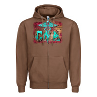 Chestnut western nurse certified nurse  assistant medilcal symbol  background Zipper Hoodie - BarkalooDesign