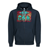 Navy western nurse certified nurse  assistant medilcal symbol  background Zipper Hoodie - BarkalooDesign
