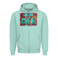 Seafoam western nurse certified nurse  assistant medilcal symbol  background Zipper Hoodie - BarkalooDesign