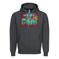 Smoke western nurse certified nurse  assistant medilcal symbol  background Zipper Hoodie - BarkalooDesign