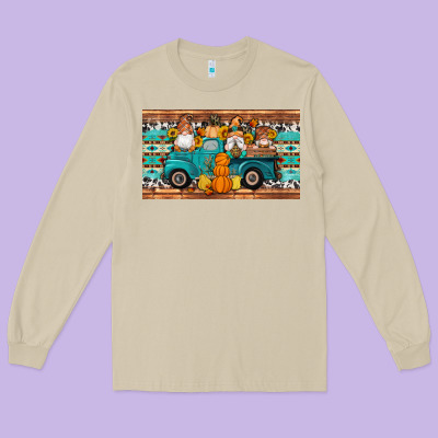 Fall Gnomes Truck Sippy Cup Long Sleeve Tee Designed By Artiststas