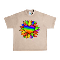 French Oak lgbtq color heart and sunflower Urban Heavy Tee - HRA Design Shop