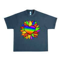 Midnight Navy lgbtq color heart and sunflower Urban Heavy Tee - HRA Design Shop