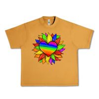 Peanut Butter lgbtq color heart and sunflower Urban Heavy Tee - HRA Design Shop
