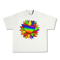 Pistachio lgbtq color heart and sunflower Urban Heavy Tee - HRA Design Shop