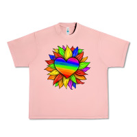 Lgbtq Color Heart And Sunflower Urban Heavy Tee | Teevron