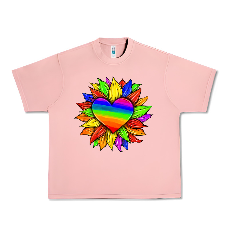 Lgbtq Color Heart And Sunflower Urban Heavy Tee by HRA Design Shop | Teevron