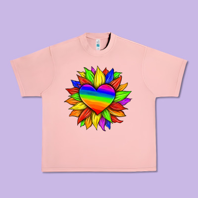 Lgbtq Color Heart And Sunflower Urban Heavy Tee Designed By Hra Design Shop
