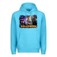 Ocean Blue Halloween Wolf Premium Hoodie - LillyAllenDesigns