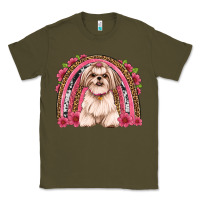 Army Green shih tzu floral rainbow Classic Tee - JahusDesignShop