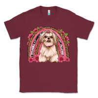 Burgundy shih tzu floral rainbow Classic Tee - JahusDesignShop