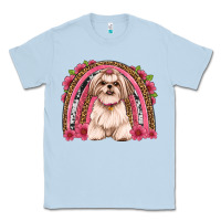 Dusty Blue shih tzu floral rainbow Classic Tee - JahusDesignShop