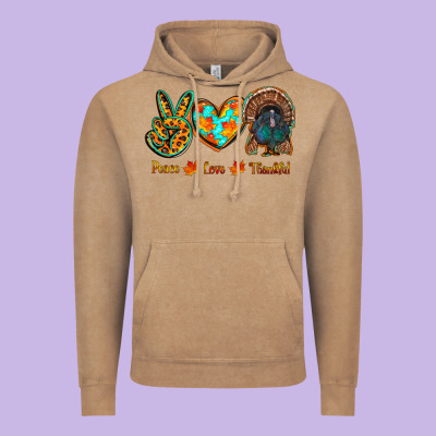 Peace Love Thankful Vintage Hoodie Designed By Ranaportraitstore
