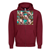 Burgundy western cowhide sunflower baby pig Zipper Hoodie - BarkalooDesign