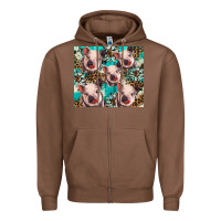 Chestnut western cowhide sunflower baby pig Zipper Hoodie - BarkalooDesign
