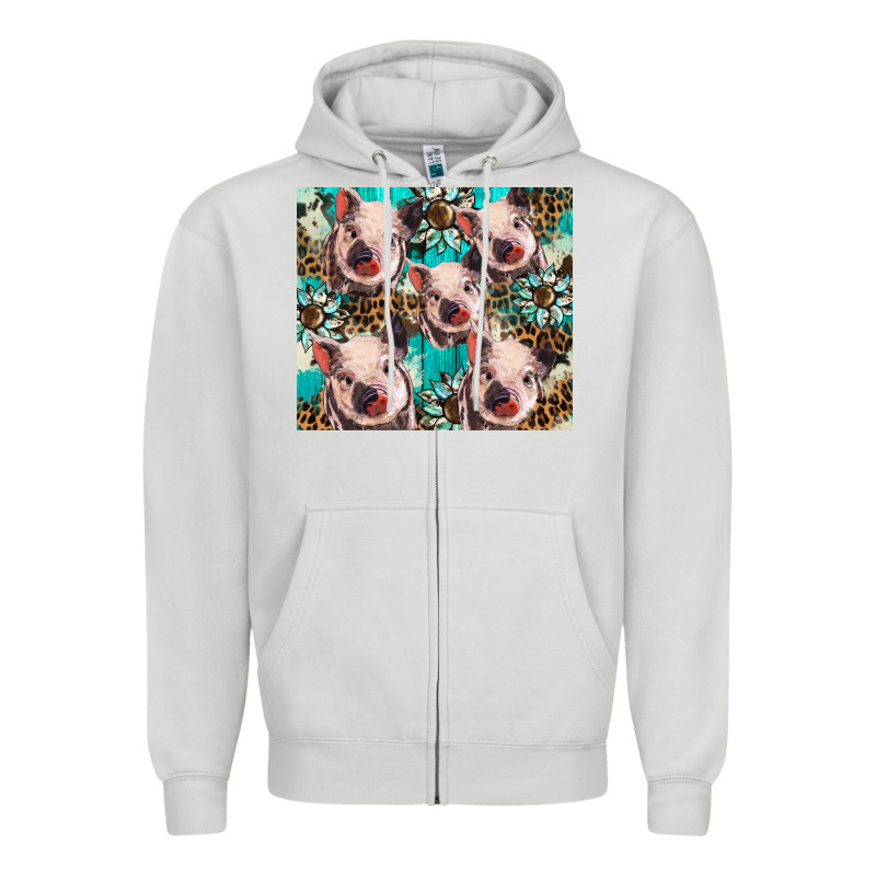 Western Cowhide Sunflower Baby Pig Zipper Hoodie by BarkalooDesign | Teevron