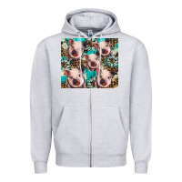 Heather Grey western cowhide sunflower baby pig Zipper Hoodie - BarkalooDesign