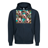 Navy western cowhide sunflower baby pig Zipper Hoodie - BarkalooDesign