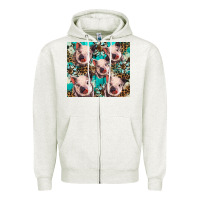 Oatmeal Heather western cowhide sunflower baby pig Zipper Hoodie - BarkalooDesign