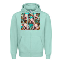 Seafoam western cowhide sunflower baby pig Zipper Hoodie - BarkalooDesign