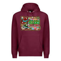 Burgundy merry christmas western boots Premium Hoodie - AdoDesignShop