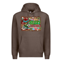 Coffee merry christmas western boots Premium Hoodie - AdoDesignShop