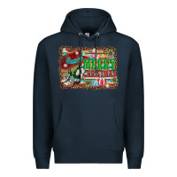 Navy merry christmas western boots Premium Hoodie - AdoDesignShop