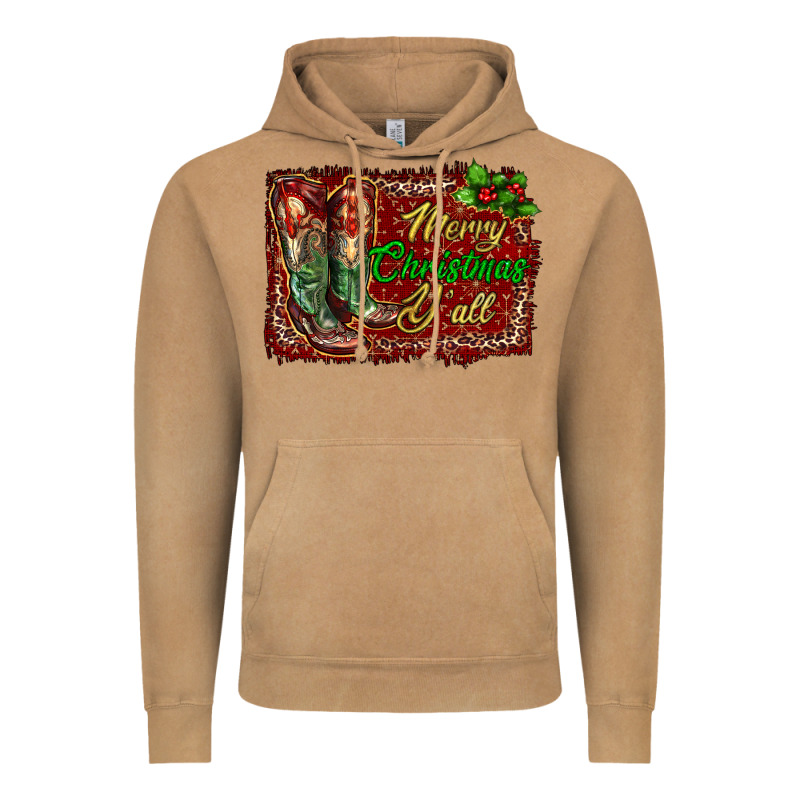 Merry Christmas Y'all Boots Vintage Hoodie by RanaPortraitStore | Teevron