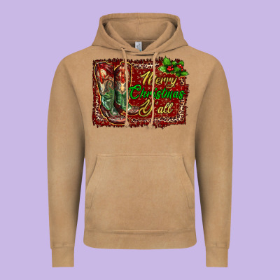 Merry Christmas Y'all Boots Vintage Hoodie Designed By Ranaportraitstore