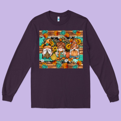 Western Fall Gnomes Tumbler Long Sleeve Tee Designed By Artiststas