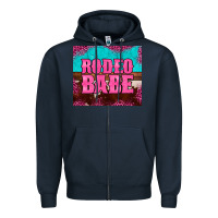 Navy rodeo babe cowhide leopard turquoise Zipper Hoodie - BarkalooDesign