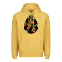 Antique Gold Black Cat Halloween Teardrop Premium Hoodie - LillyAllenDesigns