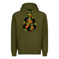 Army Green Black Cat Halloween Teardrop Premium Hoodie - LillyAllenDesigns