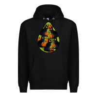 Black Black Cat Halloween Teardrop Premium Hoodie - LillyAllenDesigns