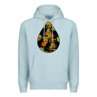 Blue Mist Black Cat Halloween Teardrop Premium Hoodie - LillyAllenDesigns