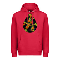 Cardinal Black Cat Halloween Teardrop Premium Hoodie - LillyAllenDesigns