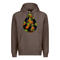 Coffee Black Cat Halloween Teardrop Premium Hoodie - LillyAllenDesigns