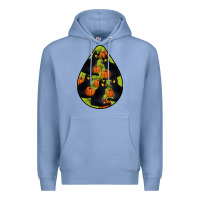 Colony Blue Black Cat Halloween Teardrop Premium Hoodie - LillyAllenDesigns