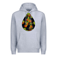 Heather Grey Black Cat Halloween Teardrop Premium Hoodie - LillyAllenDesigns